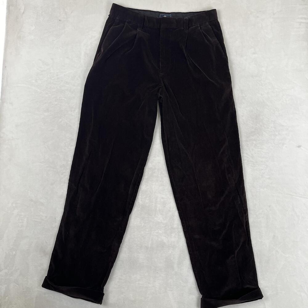 VTG Dockers Dress Pants Mens 32x32 Brown Corduroy Pleated Relaxed Fit Casual